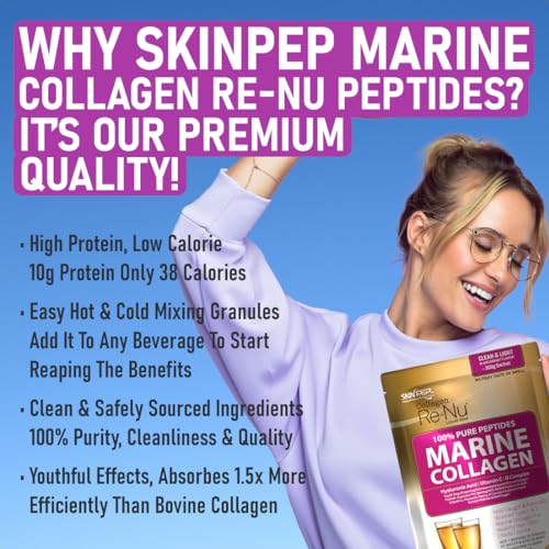 SkinPep® Collagen Re-Nu Liquid Shot Sachet 15-30 Day Supply - The Anti-Ageing Daily Collagen Drink Mix SkinPep uk supplements