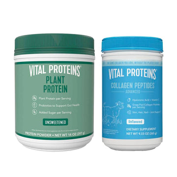 Vital Proteins Collagen Peptides Powder, 9.33 oz Unflavored + 14 oz Unsweetened Plant Vital Proteins uk supplements