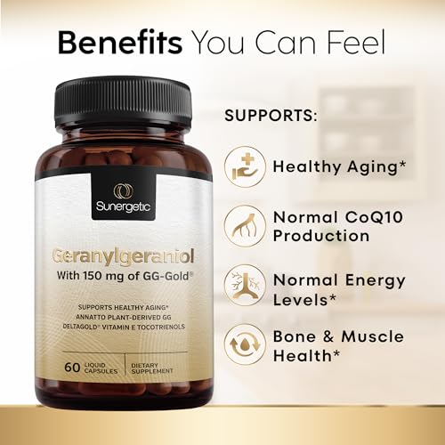 Premium Geranylgeraniol Supplement – GG-Gold 150mg with DeltaGold Vitamin E Tocotrienols Sunergetic uk supplements