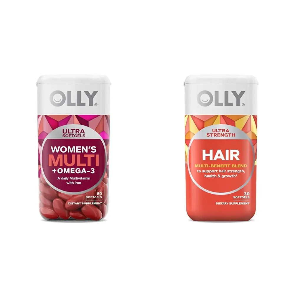OLLY Ultra Women's Multi Softgels & Ultra Strength Hair Softgels, Supports Hair Health, Biotin, Keratin, Vitamin D, B12, Hair Supplement, 30 Day Supply - 30 Count OLLY uk supplements