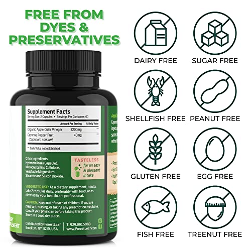 ForestLeaf - Apple Cider Vinegar Capsules with Cayenne Pepper Powder 1200mg ForestLeaf uk supplements