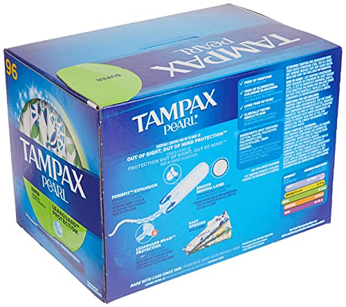 Tampax Pearl Unscented Super Absorbency Tampons, 96 Count Tampax uk supplements