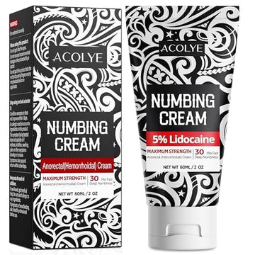 Acolye Numbing Cream Maximum Strength : 5% Lidocaine Topical Anesthetic - Extra Strength 5X Numbing with Menthol Arnica and Emu Oi (2 Fl Oz, Mint Flavor) Acolye uk supplements