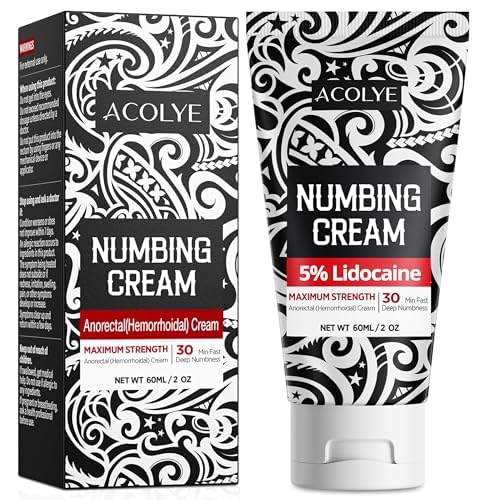 Acolye Numbing Cream Maximum Strength : 5% Lidocaine Topical Anesthetic - Extra Strength 5X Numbing with Menthol Arnica and Emu Oi (2 Fl Oz, Mint Flavor) Acolye uk supplements