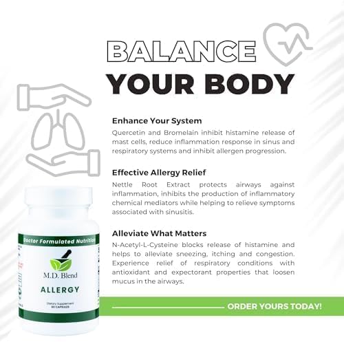 M.D. Blend Nature’s Biotic & Allergy Expert Bundle for Immune Support, Seasonal Allergy Relief, Respiratory Wellness, Quercetin and Bromelain, NAC Nettle Root Vitamins & Minerals Plant-Based Capsules M.D. Blend uk supplements