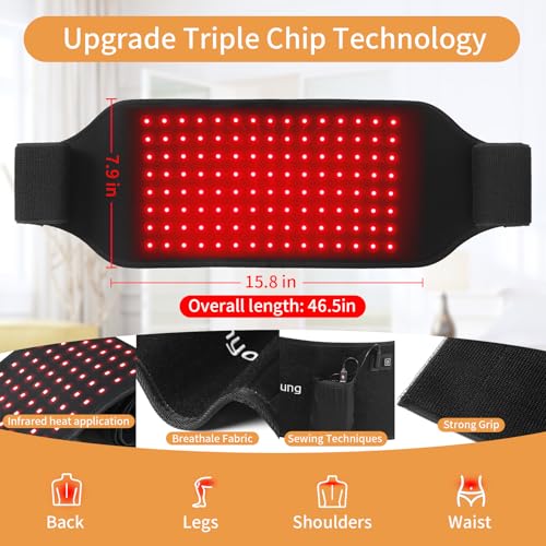 SUNNYOUNG Red Light Therapy Belt, Infrared Light Therapy Wrap Muscle Relaxing Belt with 120 LED Lights sunnyoung uk supplements