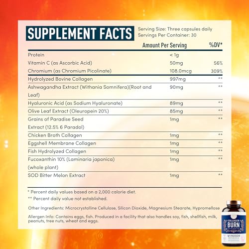 Thermogenic Multi Collagen Burn Capsules - Hydrolyzed Multi Collagen Complex Types WINDSOR BOTANICALS uk supplements