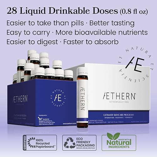 Collagen Drink + Hyaluronic Acid. Liquid Skincare Supplement. 12 High-Grade Natural Ingredients AETHERN uk supplements