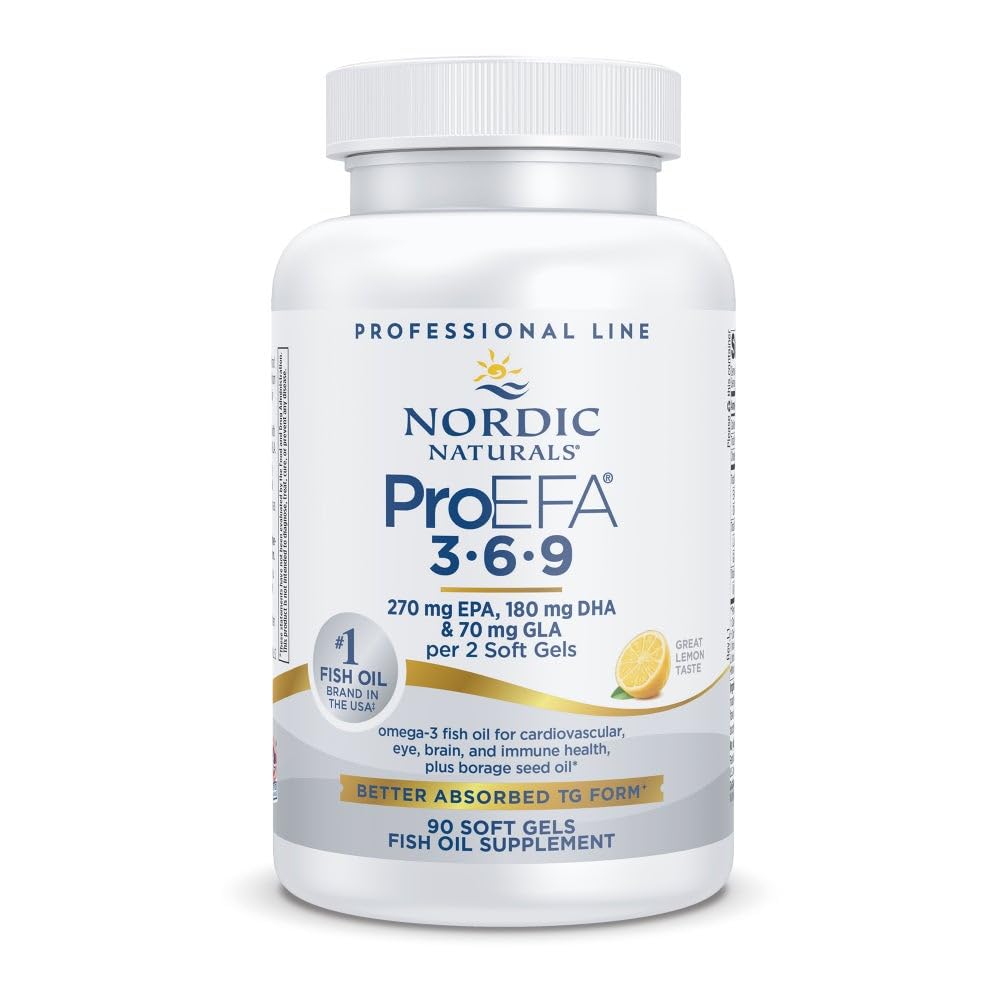 Nordic Naturals ProEFA 3-6-9, Lemon Flavor - 90 Soft Gels - 565 mg Omega-3 - EPA & DHA with Added GLA - Healthy Skin, Cognition, & Positive Mood - Non-GMO - 45 Servings Nordic Naturals uk supplements