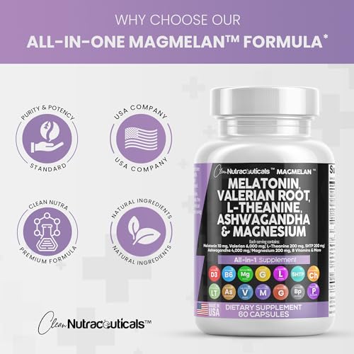 Melatonin 10mg Valerian Root 6000mg L Theanine 200mg Ashwagandha Clean Nutraceuticals uk supplements