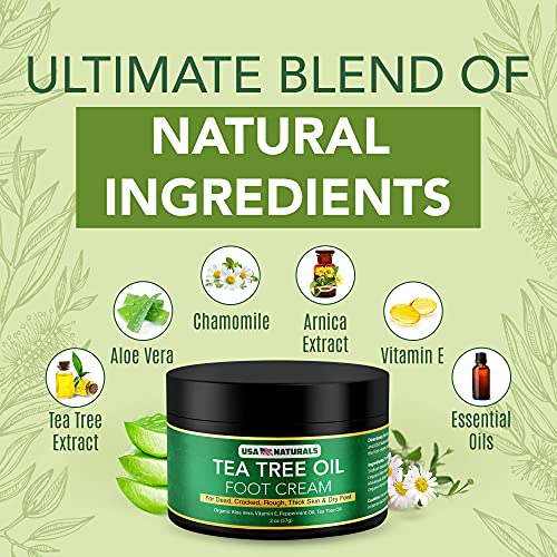 Tea Tree Oil Foot Cream For Dry Cracked Heels Repair - Natural Foot Cream For Dry Cracke USA Naturals uk supplements