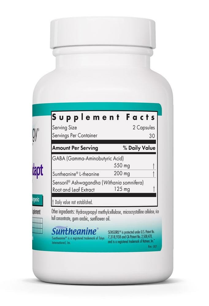 NutriCology ZenMind Adapt - 200 mg L-Theanine, 125 mg Ashwagandha & 550 mg GABA - Supports Stress Response and Calmness - Vegetarian Capsules - Hypoallergenic Formula - 30 Servings - 60 Capsules Allergy Research Group uk supplements