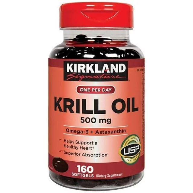 Kir-kland Signature Krill Oil 500 Milligram 160 Softgels healthsupps.co.uk uk supplements