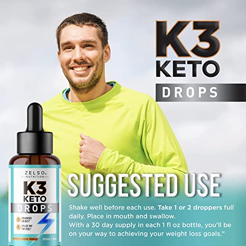 (3 Pack) K3 Keto Drops for Weight Loss - Fat Burner & Metabolism Booster | Advanced Keto ZELSO uk supplements