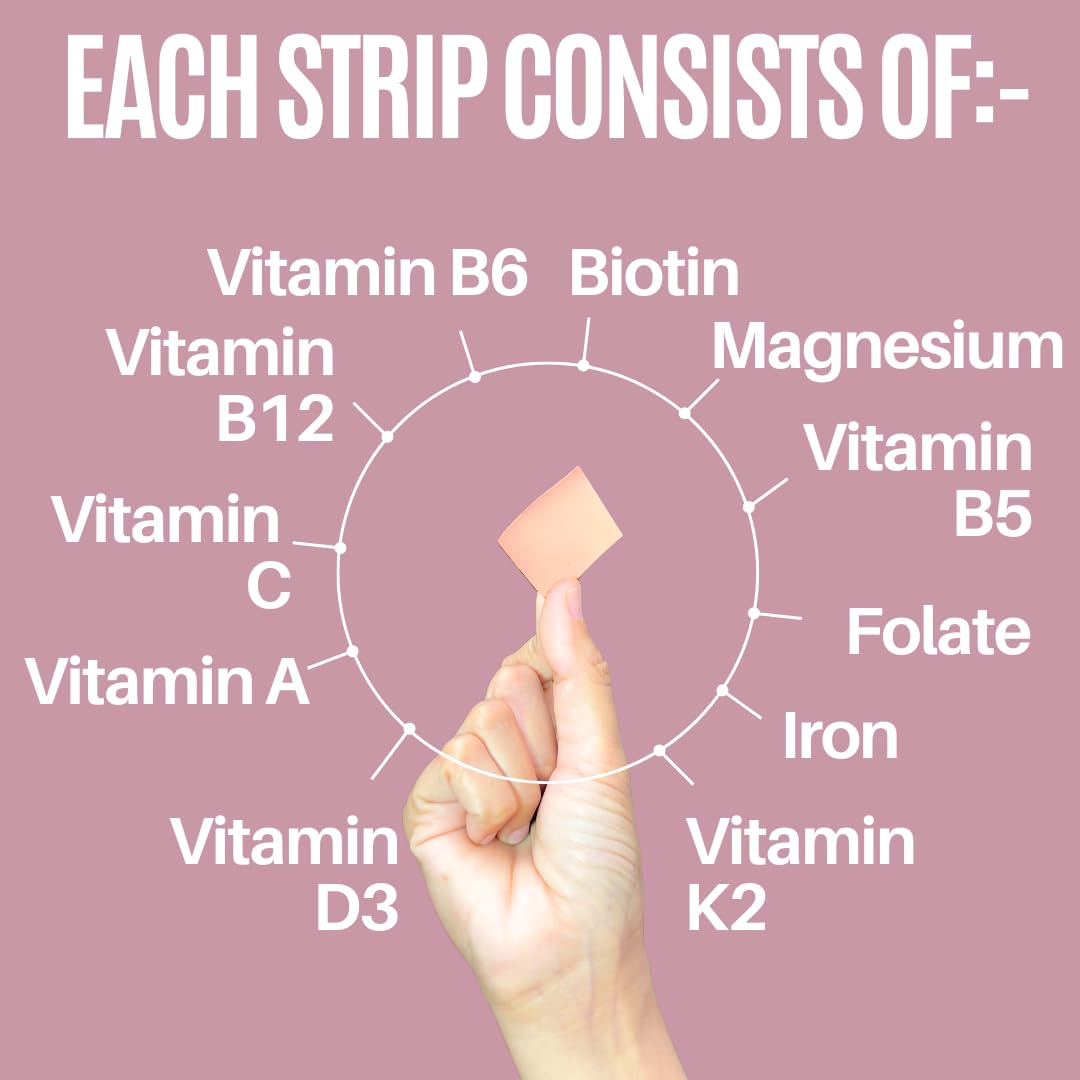 NutriHugs Daily Multivitamin Dissolving Strips - Vitamins A, B-Complex, C, D3 and K2 - 11 Essential Vitamins & Minerals - Vegan, Sugar-Free, Fast-Absorbing Oral Thin Film - Doctor-Founded - 30 Count MedHugs uk supplements