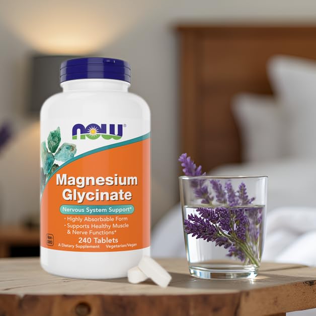 Now Foods Magnesium Glycinate, 240 Tablets - Supports Healthy Muscle and Nerve Functions - Non-GMO NOW Foods uk supplements