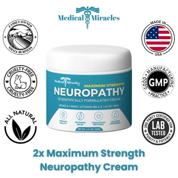 Medical Miracles Neuropathy Cream | Nerve Therapy Max-Potency Relief Cream for Feet, Hands, Legs, and Toes - Enriched with Arnica, Vitamin B6, Aloe Vera, MSM - Crafted for Exceptional Relief 4oz Medical Miracles uk supplements