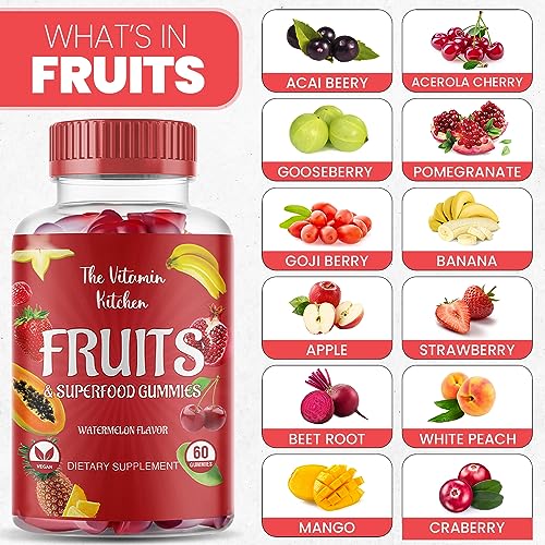 The Vitamin Kitchen Fruit and Veggies Gummies-120 Chews 60 Super Fruits The Vitamin Kitchen uk supplements