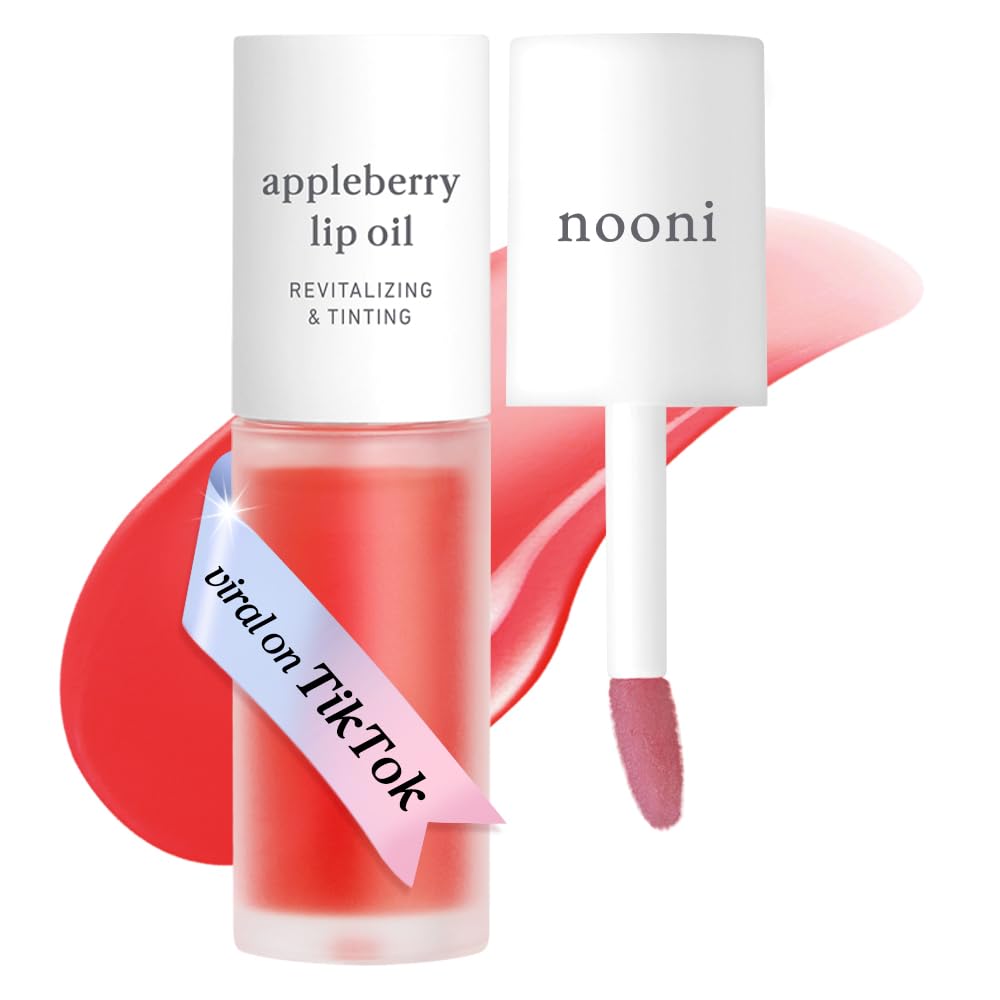 NOONI Korean Lip Oil - Appleberry | Long-Lasting, Moisturizing, Plumping, Revitalizing for Dry Lips, Waterproof, No Peel Off, Hydrating, Nourishing Crystal Clear, Stocking Stuffers, 0.12 FL Oz NOONI uk supplements