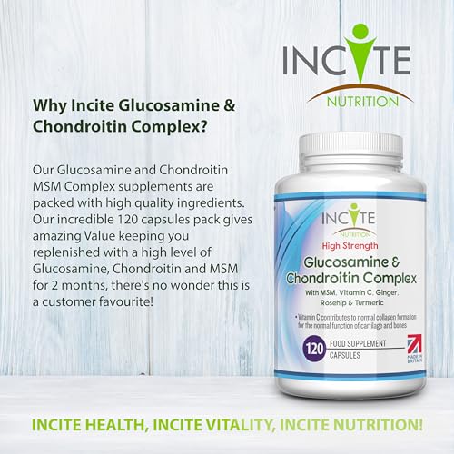 Glucosamine and Chondroitin High Strength Complex with MSM, Vitamin C, Ginge Incite Nutrition uk supplements