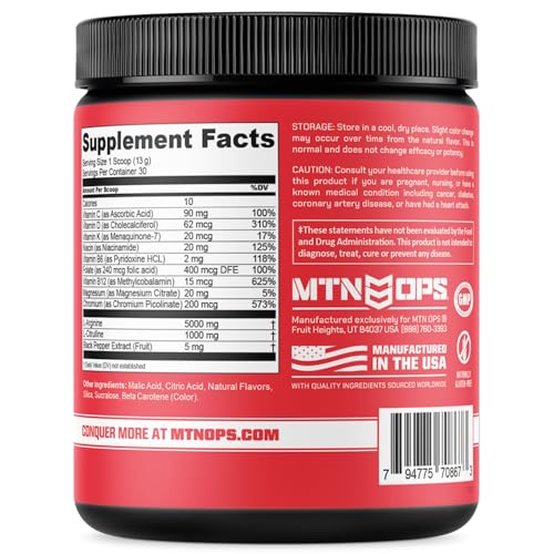 MTN OPS Enduro Nitric Oxide Supplement & Stim-Free Pre Workout - 30 Servings MTN OPS uk supplements