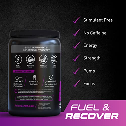 PrimeGENIX Stimulant-Free Pre Workout Powder for Men and Women - Energy Boost Drink PrimeGENIX uk supplements
