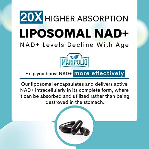 Liposomal NAD+ Supplement 1000 mg | Highest NAD Pontecy | Max Absorption | Pure NAD Maripolio uk supplements