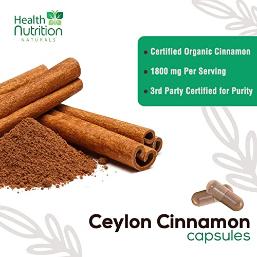 Pure Ceylon Cinnamon Capsules - Certified Organic Cinnamon Pills, Non-GMO, Dairy & Gluten Health Nutrition Naturals uk supplements