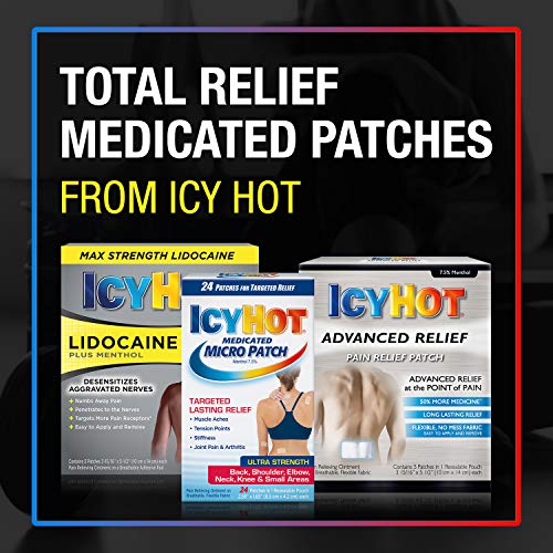 Icy Hot Original Pain Relief Patch, Large Size Comfortable Fabric Patches with Menthol 5%, Ice and Heat Contrast Therapy for Backaches, Joints, Muscle Strains and Arthritis, 5 ct. Icy Hot uk supplements
