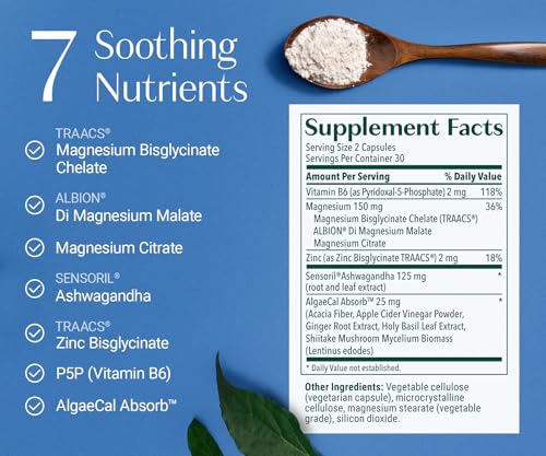 AlgaeCal Magnesium Relax™ - Chelated Magnesium with Ashwagandha for Sleep & Stress - Glycinate, Malate, Citrate - Sleep, Mood, & Cortisol Support (4 Months Supply) ALGAECAL uk supplements