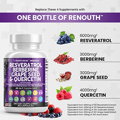 Resveratrol 6000mg Berberine 3000mg Grape Seed Extract 3000mg Clean Nutraceuticals uk supplements