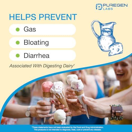 Puregen Labs Dairy Relief Natural Fast Acting Lactase Enzyme 3000 FCC, Lactose Intoleran P Puregen Labs uk supplements