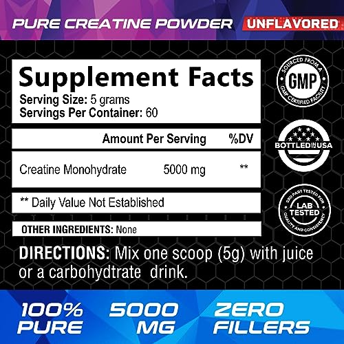 Micronized Creatine Monohydrate Powder - 100% Pure Unflavored Creatine Powder Nature's Nutrition uk supplements