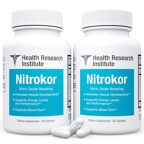Nitrokor - Nitric Oxide Boosting - New Improved Formula - 2 Bottles 60 Capsules Generic uk supplements