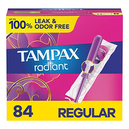 Tampax Radiant Tampons, Regular Absorbency, with Leakguard Braid, Unscented, 84 Count Tampax uk supplements