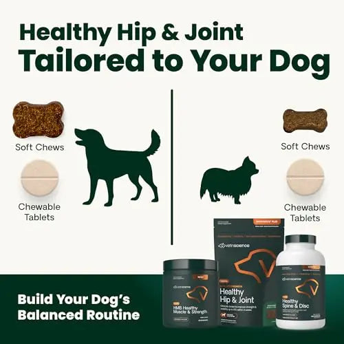 VetriScience Ultimate Strength Healthy Hip & Joint Chews, GlycoFlex Glucosamine, Chondroitin and Green-Lipped Mussel Joint Support Supplement for Dogs, Soothe Joint Discomfort, Duck, 120 Count VETRISCIENCE uk supplements