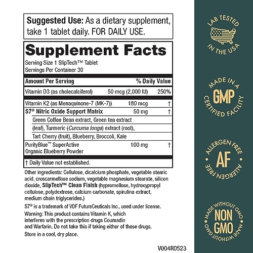 Purity Products Artery Pill Core from MK-7 Vitamin K2, Plant-Based S7 Nitric Oxide Booster Purity Products uk supplements