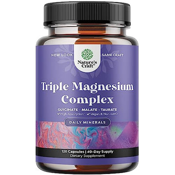 Triple Magnesium Complex Supplement 400mg Elemental - High Absorption Magnesium Natures Craft uk supplements