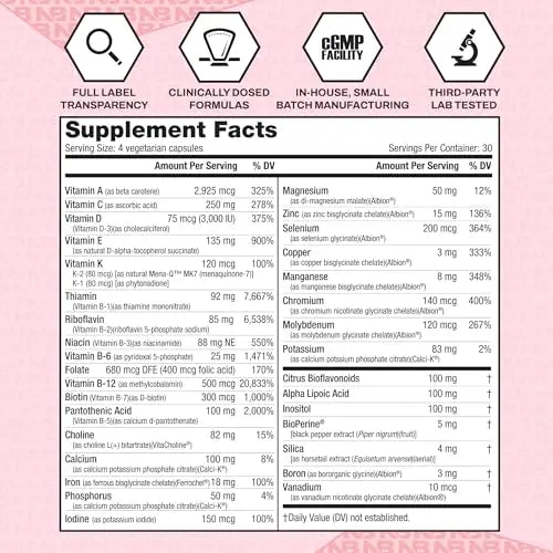 NutraBio Multisport for Women - Womens MultiVitamin - 33 Vitamins, Minerals, Micronutrients - Rich in Antioxidants NutraBio uk supplements