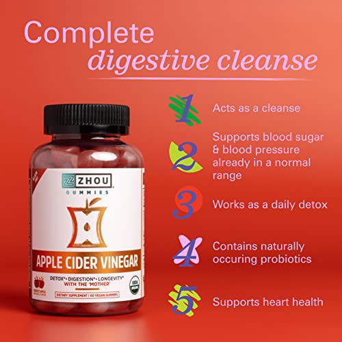 Zhou Nutrition Apple Cider Vinegar Gummies with The Mother, ACV Detox & Cleanse Zhou Nutrition uk supplements