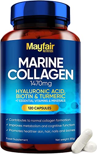 Mayfair Nutrition Marine Collagen 120 High Strength Capsules 1470mg Complex with Hyaluronic Acid Mayfair Nutrition uk supplements
