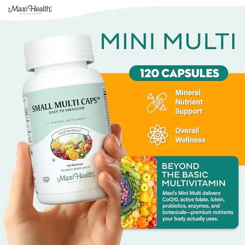 Maxi Health Multivitamin – Easy to Swallow Multi Vitamin Capsules with 30 Nutrients, Iron & Probiotics – Kosher Daily Multivitamins Small Capsules Maxi Health uk supplements