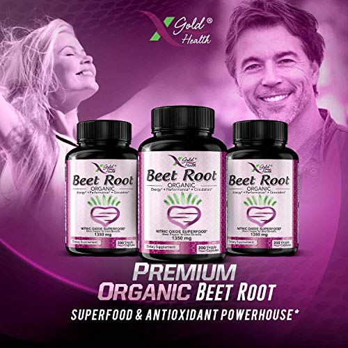 Organic Beet Root Powder 1350mg 200 Veggie caps Superfood Nitric Oxide Strongest X Gold Health uk supplements