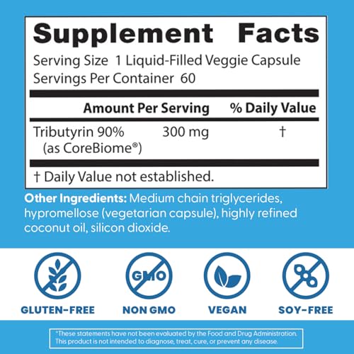 Doctor's BEST High Absorption Postbiotic Butyrate Featuring Corebiome, Gut & Immune Health, Non-GMO, Gluten Free, Soy Free, Vegan, 30 Liquid Veggie Caps Doctor's BEST uk supplements
