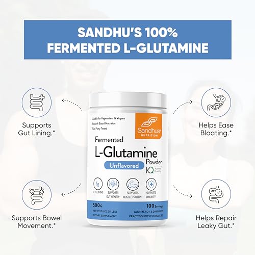 Sandhu's L-Glutamine - 100 Servings -Made in USA -500 Gram- Non-GMO- Amino Sandhu's uk supplements