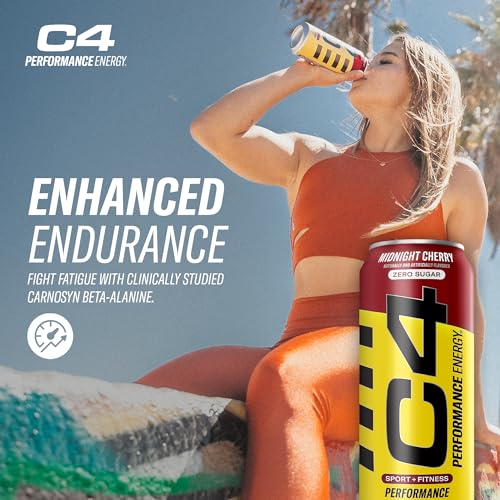 C4 Energy Carbonated Zero Sugar Energy Drink, Pre Workout Drink + Beta Alanine, Midnight Cellucor uk supplements