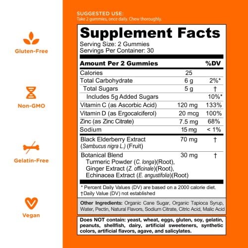 Goli Immune Vitamin Gummy - 60 Count - Elderberry, Vitamin C, D & Zinc, Vegan, Non-GMO Goli uk supplements