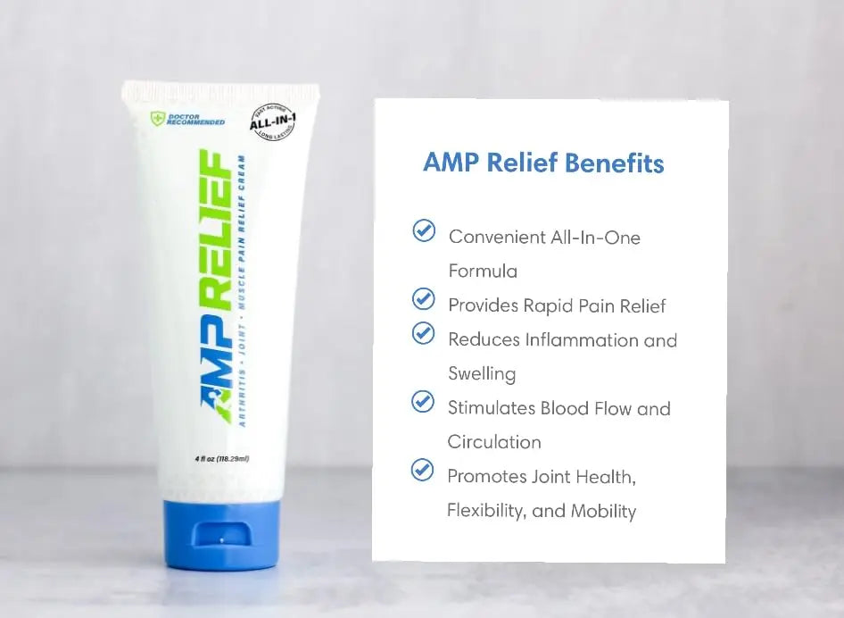 AMP RELIEF Cream - 4oz - All Natural Topical Pain Cream with Arnica, Boswellia, Eucalyptus and Menthol AMP RELIEF uk supplements