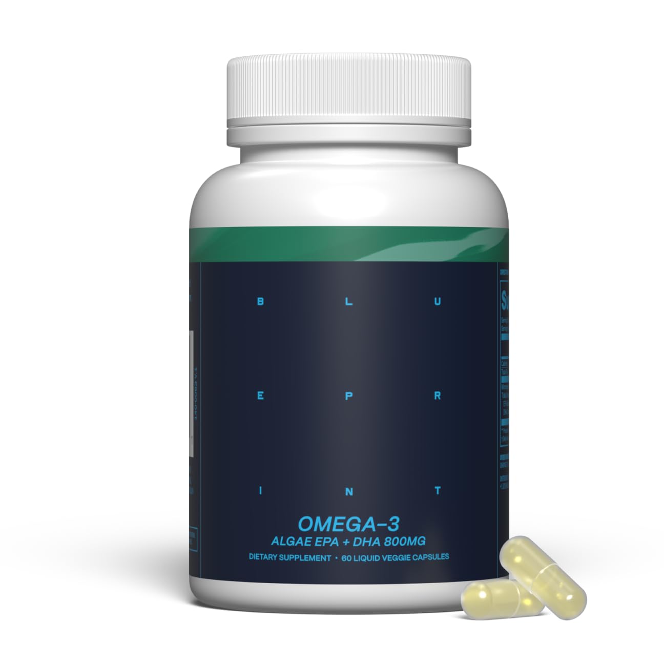 Blueprint Bryan Johnson Omega-3 - Vegan Algae Omega 3 Supplement with EPA/DHA - 800mg Plant-Based for Brain, Heart & Joint Support - High Absorption Triglyceride Form - 1:1 EPA/DHA Blueprint Bryan Johnson uk supplements