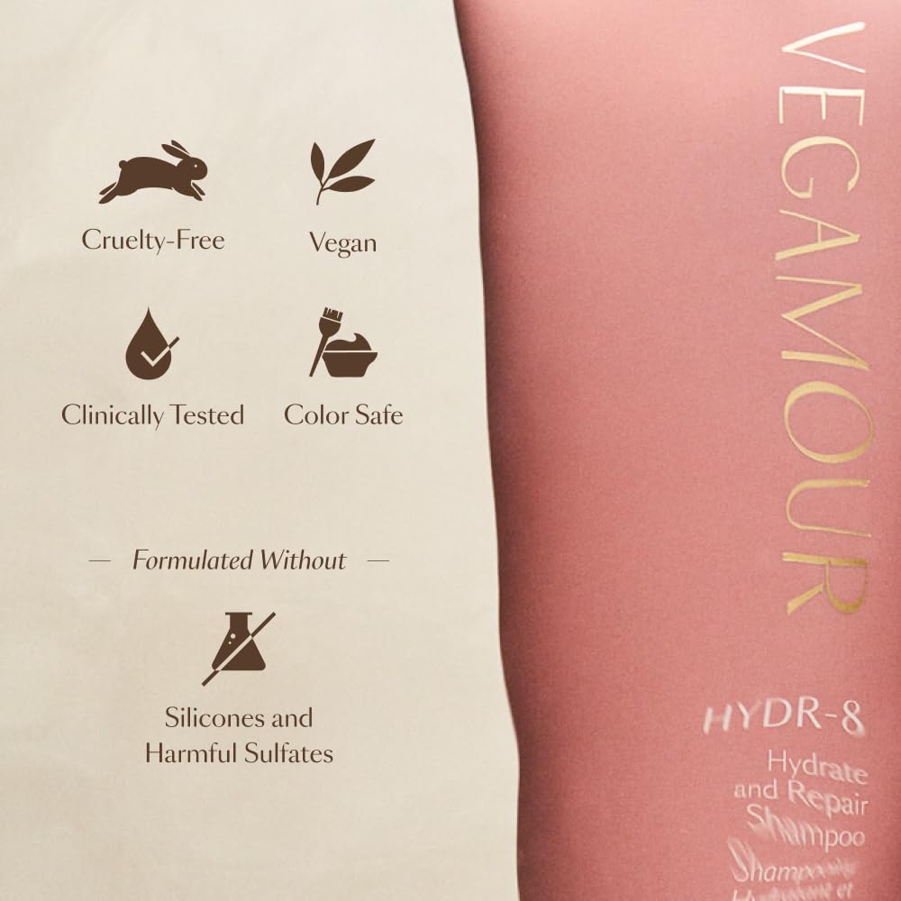 VEGAMOUR HYDR-8 Hydrate and Repair Shampoo | Cleanses and Hydrates Dry, Damaged Hair with Amino Acids and Karmatin™| Clean, Vegan, Cruelty-Free, Clinically Proven and Color Safe (8 Fl Oz) VEGAMOUR uk supplements